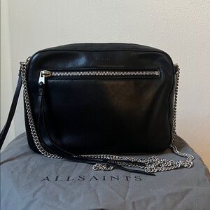 All Saints Fleur De Lis Leather Crossbody Bag